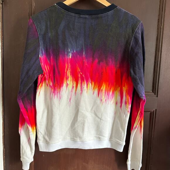 MSGM Black Red & White Maglia Tie Dye Flame French Terry Sweatshirt Extra Small - Picture 4 of 6